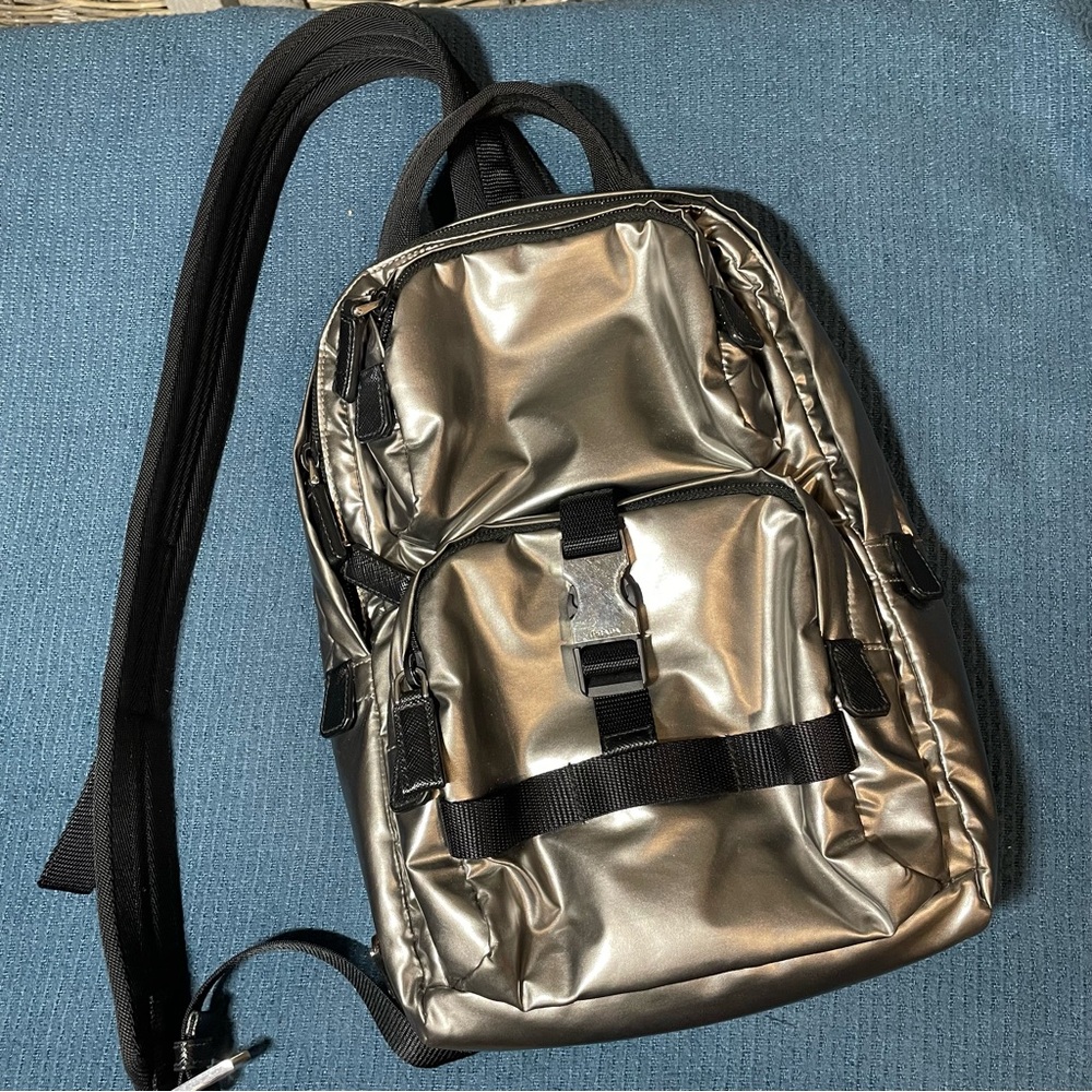 Prada Metallic Silver Backpack - image 1